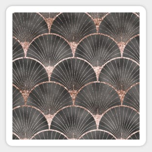 Art Deco elegance - rose gold & steel grey fan Sticker